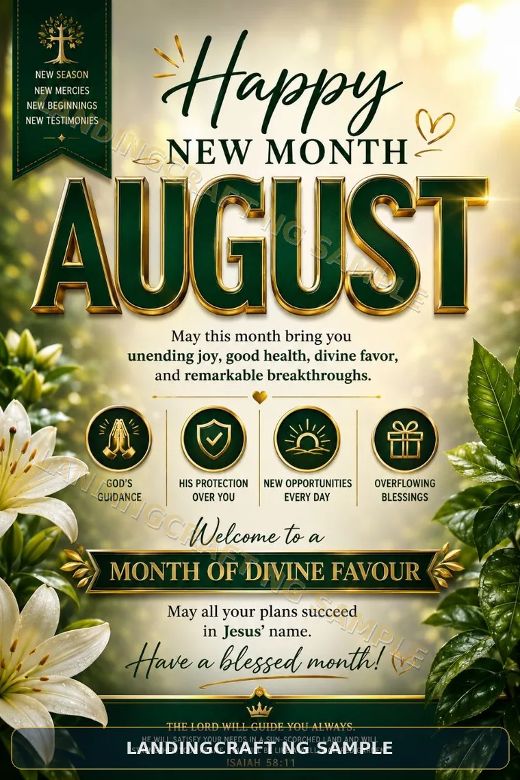 Watermarked new month green and gold graphic sample