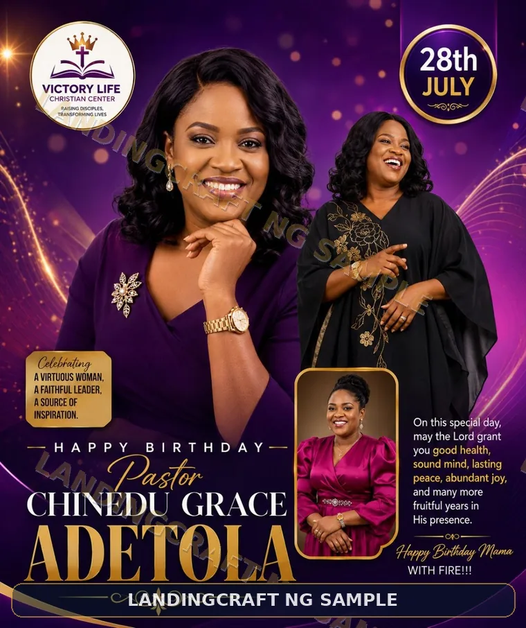 Watermarked purple birthday flyer sample