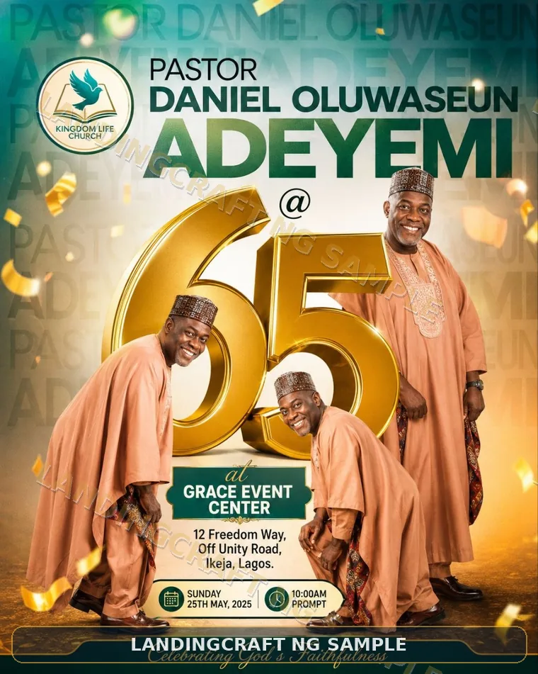 Watermarked 65th birthday event flyer sample