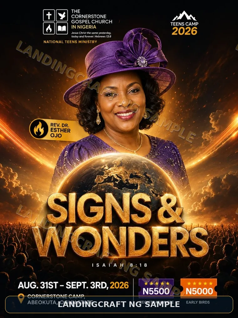 Watermarked signs and wonders church flyer sample
