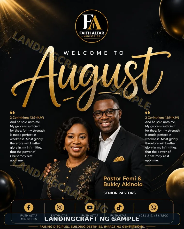 Watermarked black and gold welcome to August sample