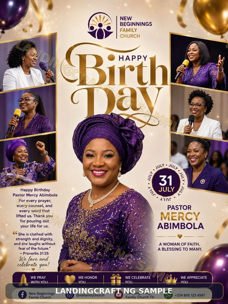 Watermarked multi-photo birthday flyer sample